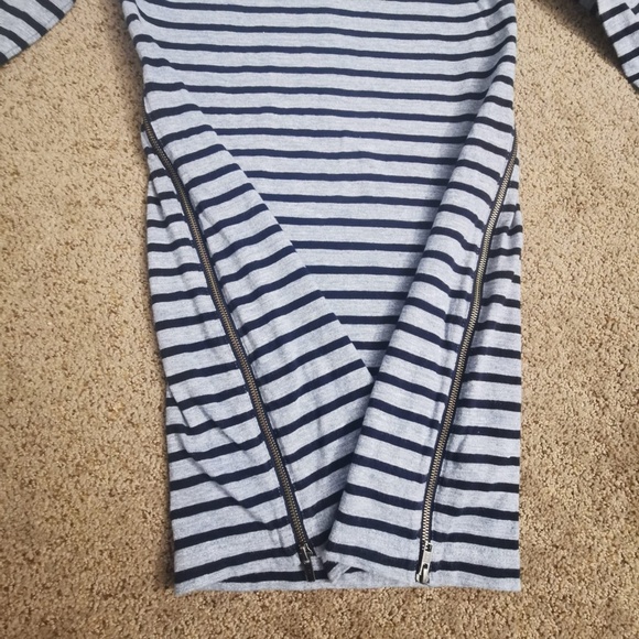 J.Crew Shirt Dress Womens Small Blue Gray Striped Jersey Zipper Casual Versatile - Picture 3 of 9